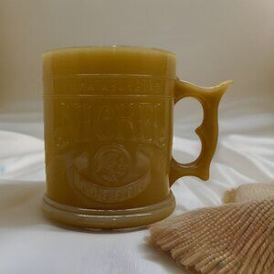 Vintage Whataburger Butterscotch Buffalo Nickel Opaque Coffee Cup Mug Made USA